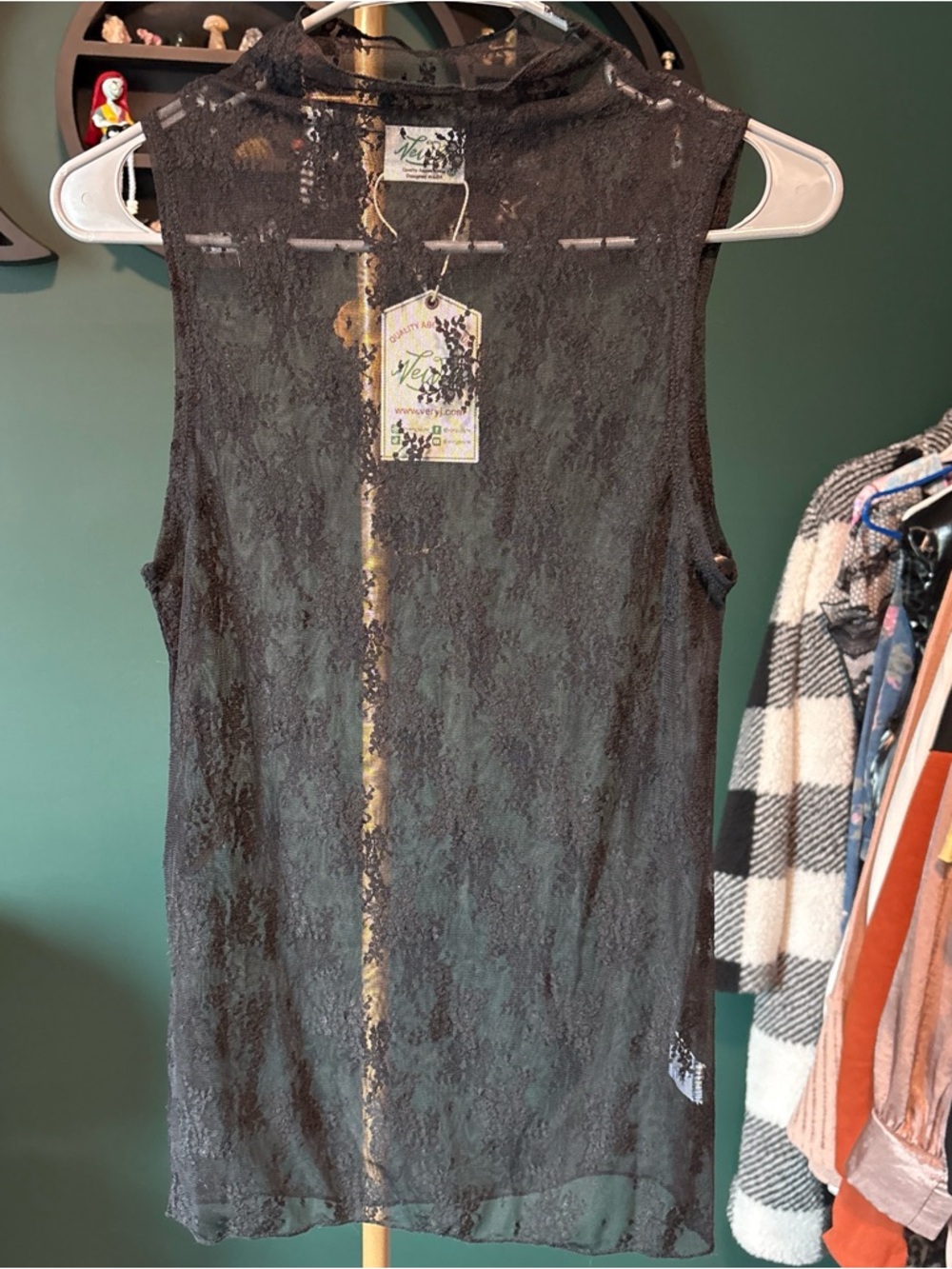 Very J Black Lace Sleeveless Tank Top